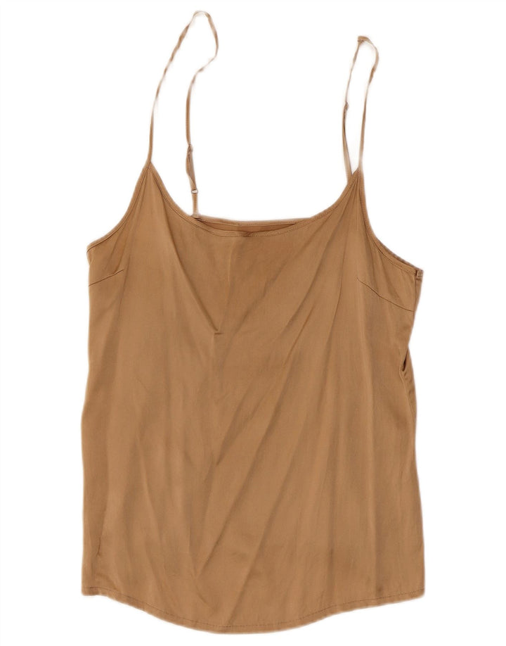 Vintage Damen Cami Top UK 8 Kleine braune Seide
