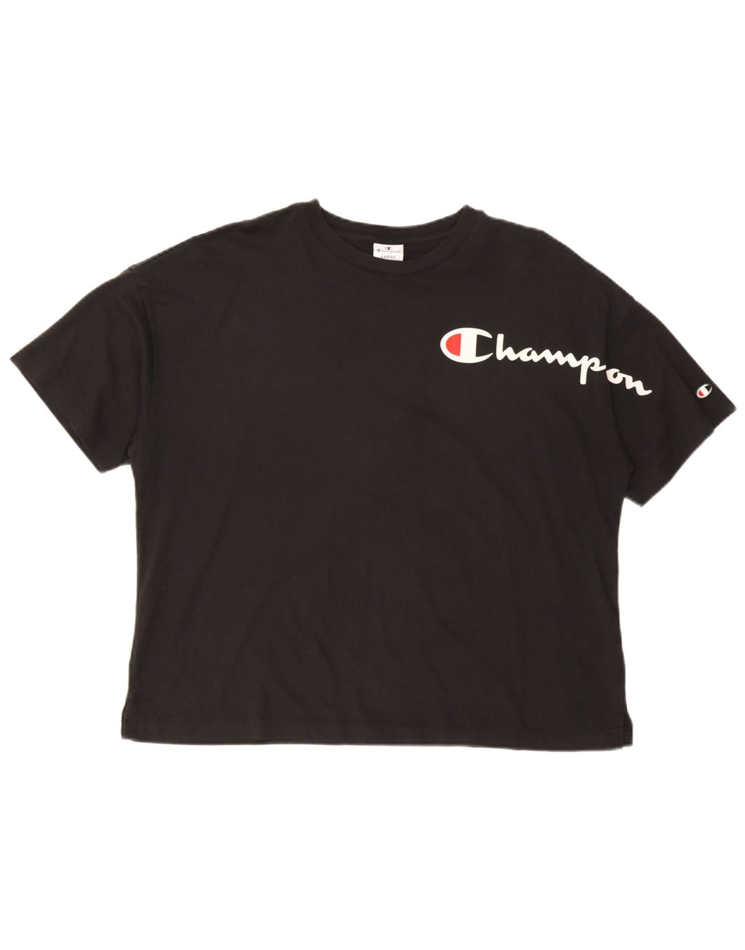 Champion Damen Übergroßes Grafik-T-Shirt-Oberteil UK 16 Large Schwarz
