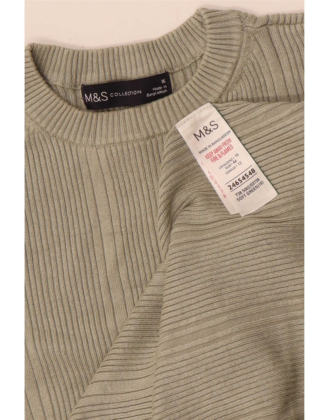 Marks & Spencer Damen Top Langarm UK 16 Large Khaki Viskose