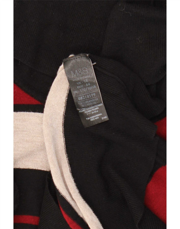 Marks & Spencer Damen-Pullover mit Rollkragen, Gr. 16, Größe L, rot gestreift