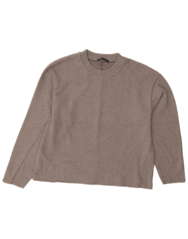 Zara Damen Crop Crew Neck Pullover Pullover UK 14 Mittelgrau