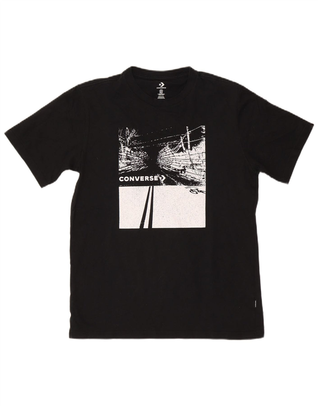 Converse Herren Grafik-T-Shirt-Oberteil aus mittelschwarzer Baumwolle