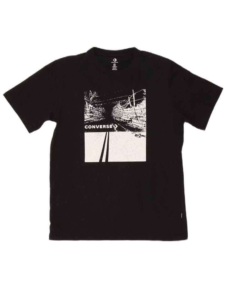 Converse Herren Grafik-T-Shirt-Oberteil aus mittelschwarzer Baumwolle