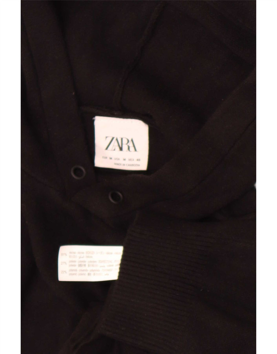 Zara Herren-Pullover mit Kapuze, mittlere schwarze Viskose