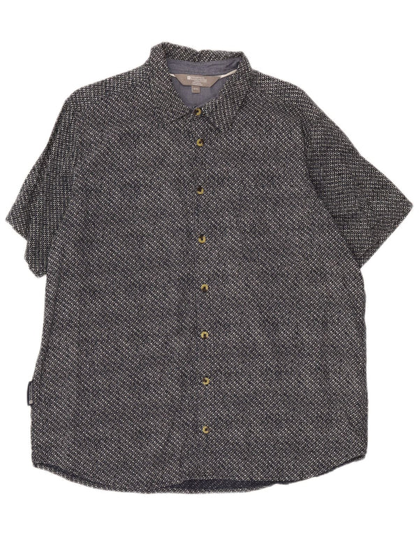 Mountain Warehouse Herren-Kurzarmhemd XL aus marineblauer, geometrischer Baumwolle