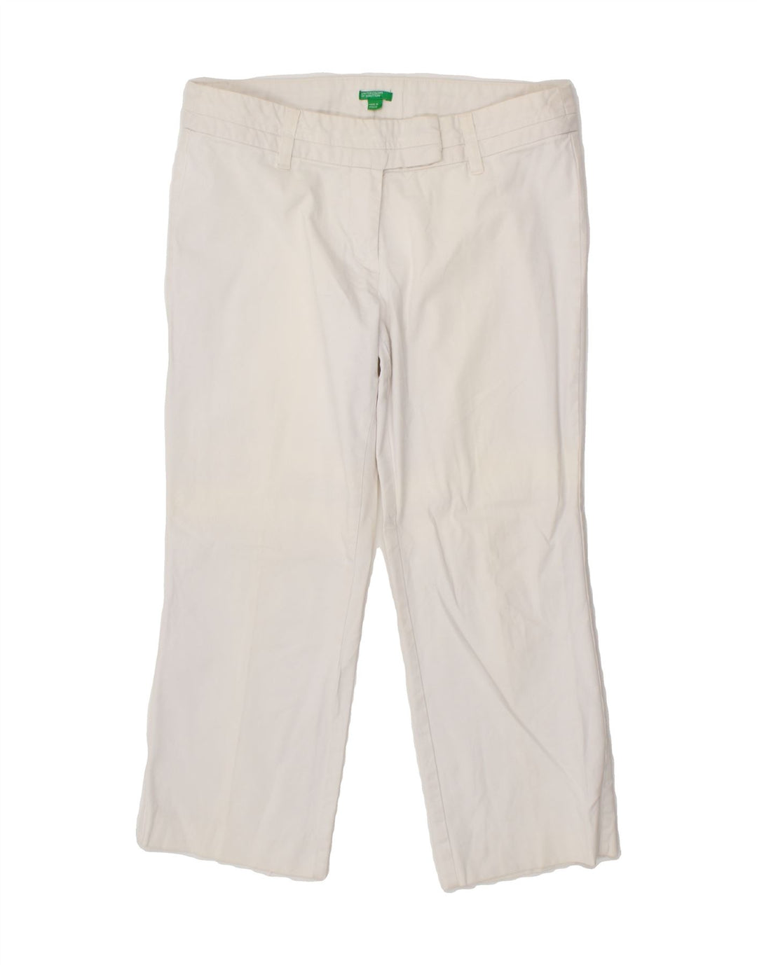 BENETTON Womens Straight Capri Trousers IT 44 Medium W32 L23 White Cotton Vintage Benetton and Second-Hand Benetton from Messina Hembry 