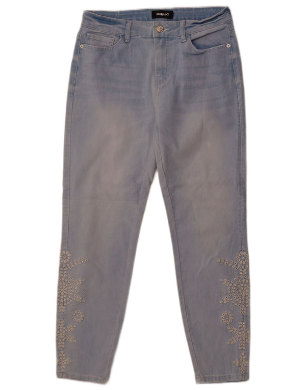Desigual Damen Slim Jeans W31 L26 Blau geblümte Baumwolle