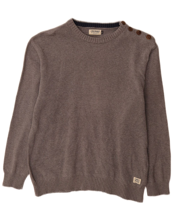 Jack & Jones Herren-Pullover mit U-Boot-Ausschnitt, 2XL, graue Baumwolle