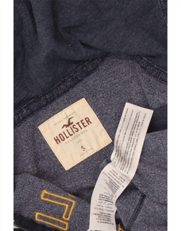 HOLLISTER Herren-Kapuzenpullover mit grafischem Reißverschluss, klein, marineblau gesprenkelte Baumwolle