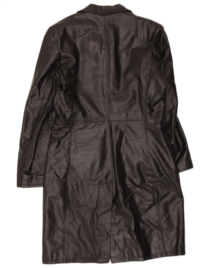 Vintage Damen Ledermantel UK 18 XL Schwarzes Leder