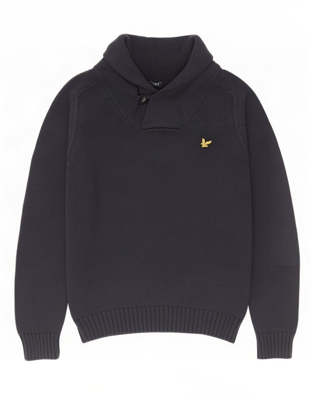Lyle & Scott Herren-Pullover mit Schalkragen, mittelmarineblaue Baumwolle