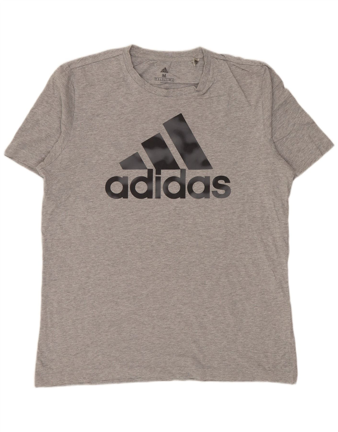 ADIDAS Herren Grafik-T-Shirt-Oberteil aus mittelgrau gesprenkelter Baumwolle