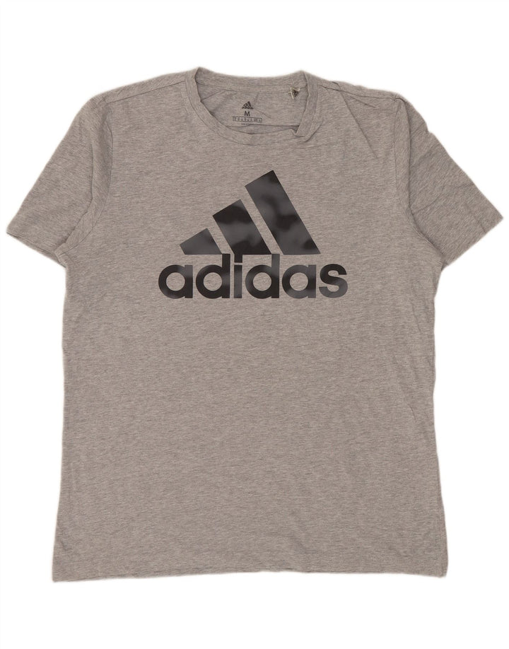ADIDAS Herren Grafik-T-Shirt-Oberteil aus mittelgrau gesprenkelter Baumwolle