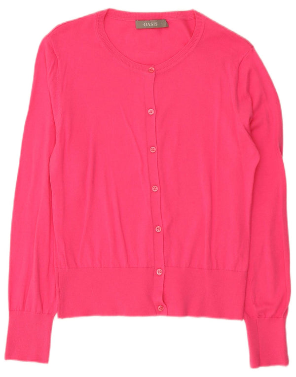 Oasis Damen-Cardigan-Pullover UK 14 Große rosa Baumwolle