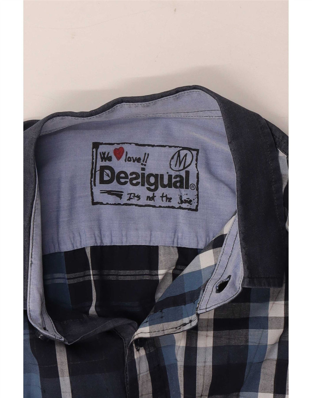Desigual Herrenhemd aus Baumwolle, mittelgroß, marineblau, kariert