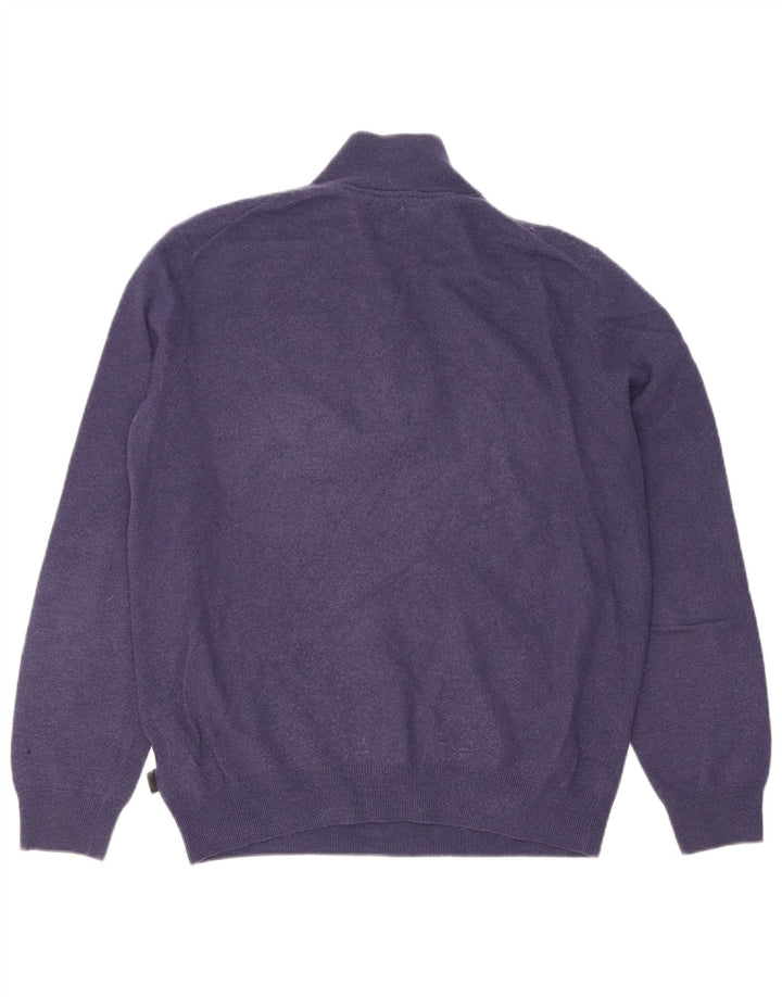 Hugo Boss Herren-Pullover mit Reißverschluss am Hals, groß, marineblaue Schurwolle