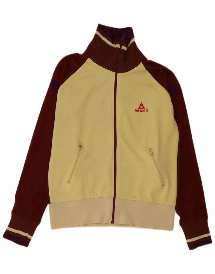 Le Coq Sportif Herren-Trainingsanzug-Oberteil, Jacke, groß, gelbes Farbblock-Polyester