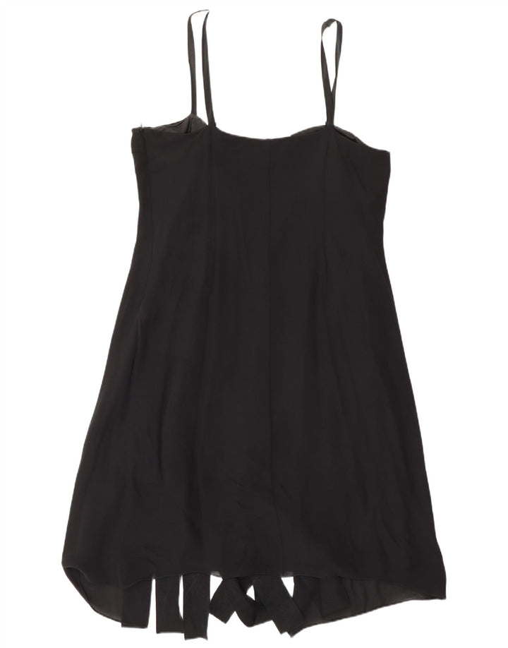Fenn Wright Manson Damen A-Linien-Kleid UK 16 Large Schwarze Seide