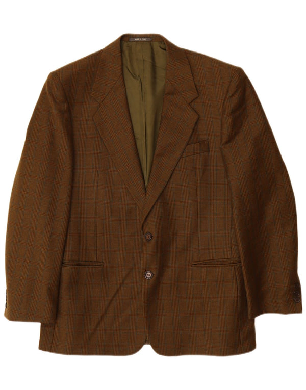 VINTAGE Herren-Blazer mit 2 Knöpfen, UK 38, Mittelbraun mit Hahnentrittmuster
