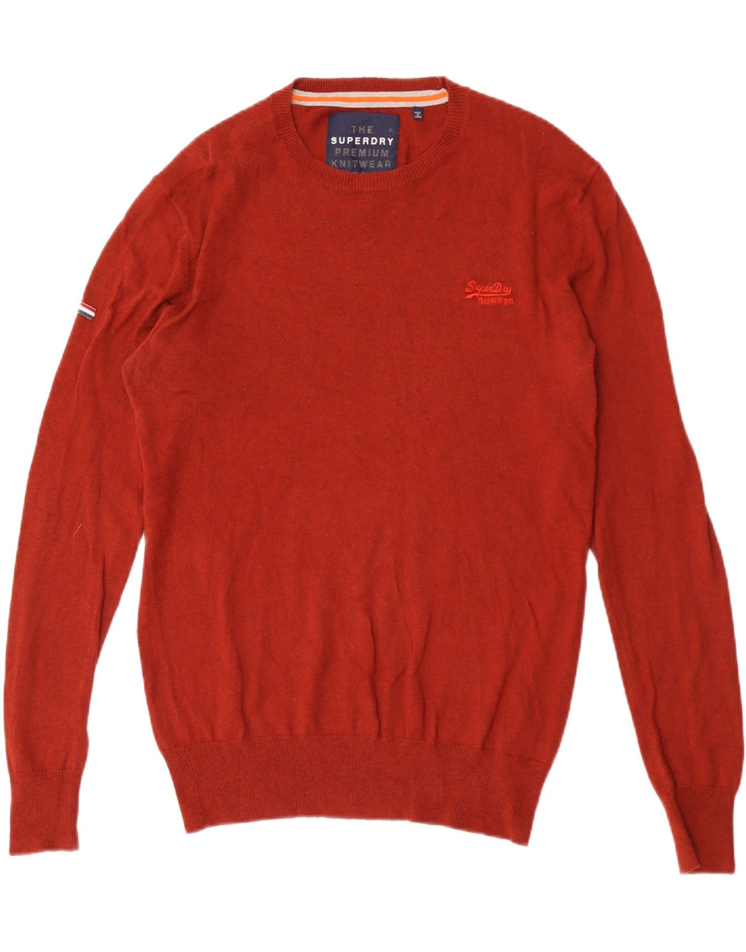 SUPERDRY Herren-Pullover mit Rundhalsausschnitt, mittlere kastanienbraune Baumwolle