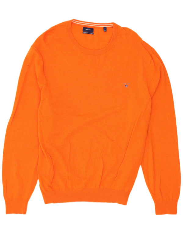 Gant Herren-Pullover mit Rundhalsausschnitt, 4XL, orangefarbene Lammwolle