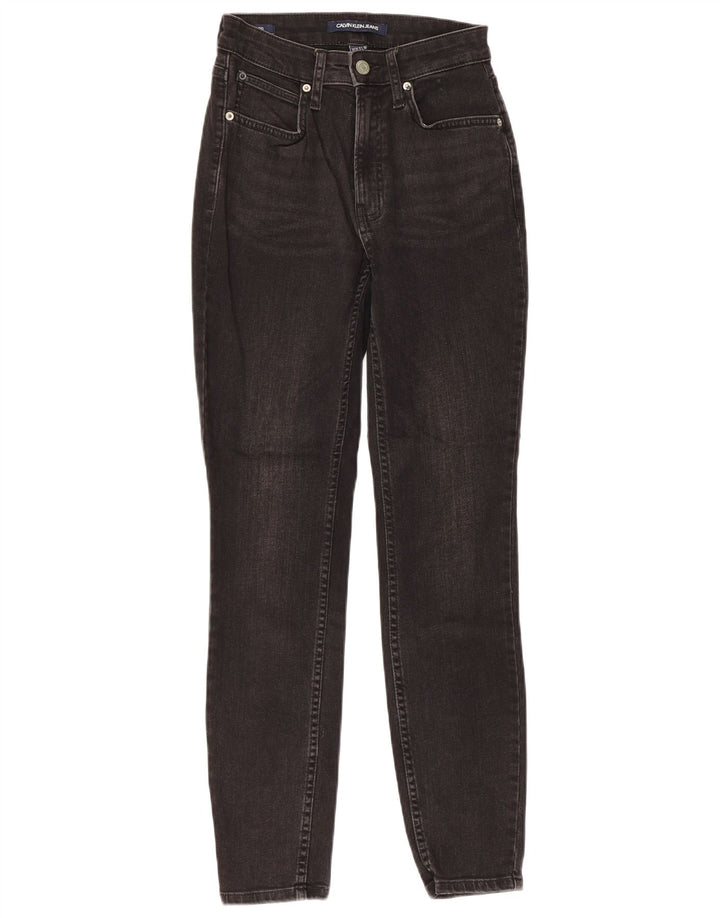 CALVIN KLEIN Damen Skinny Jeans W26 L30 Schwarze Baumwolle