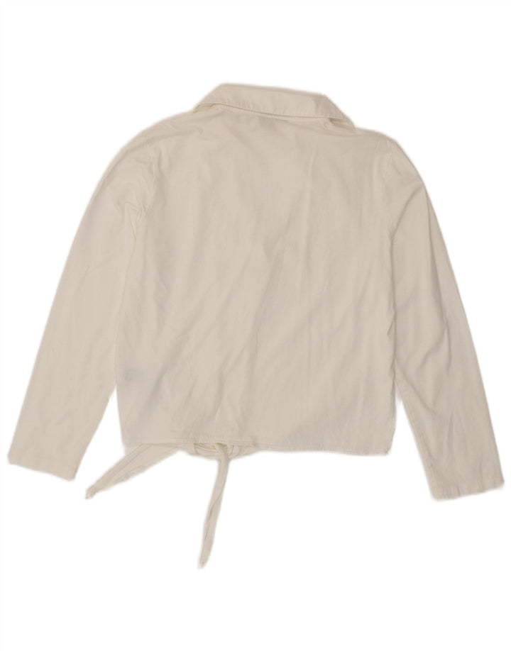 MASSIMO DUTTI Damen Pullover-Hemdbluse UK 6 XS Weiße Baumwolle
