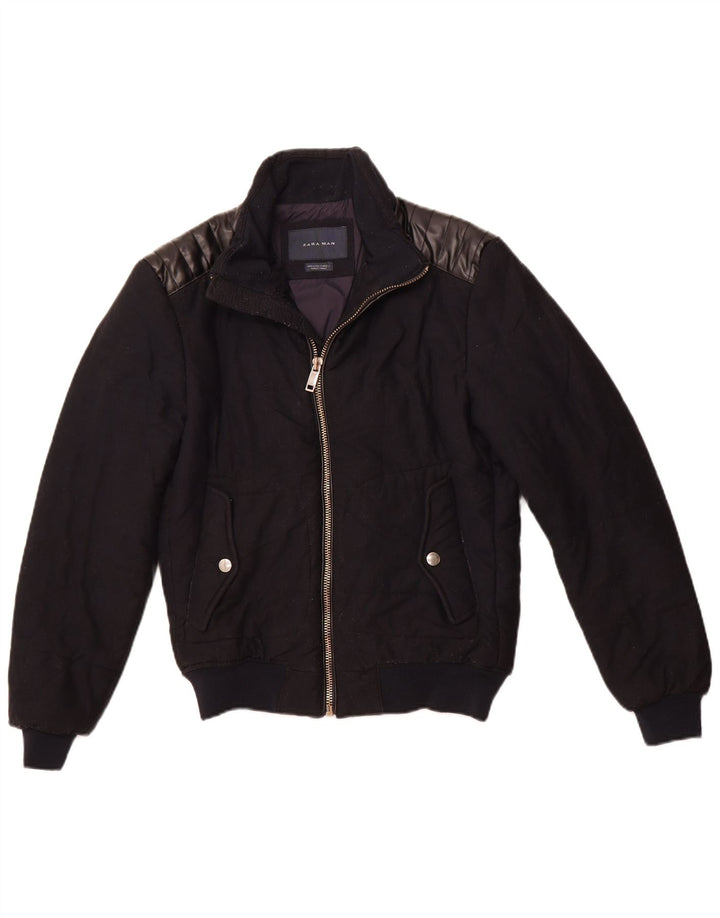ZARA Herren Bomberjacke UK 36 Small Marineblau Polyester