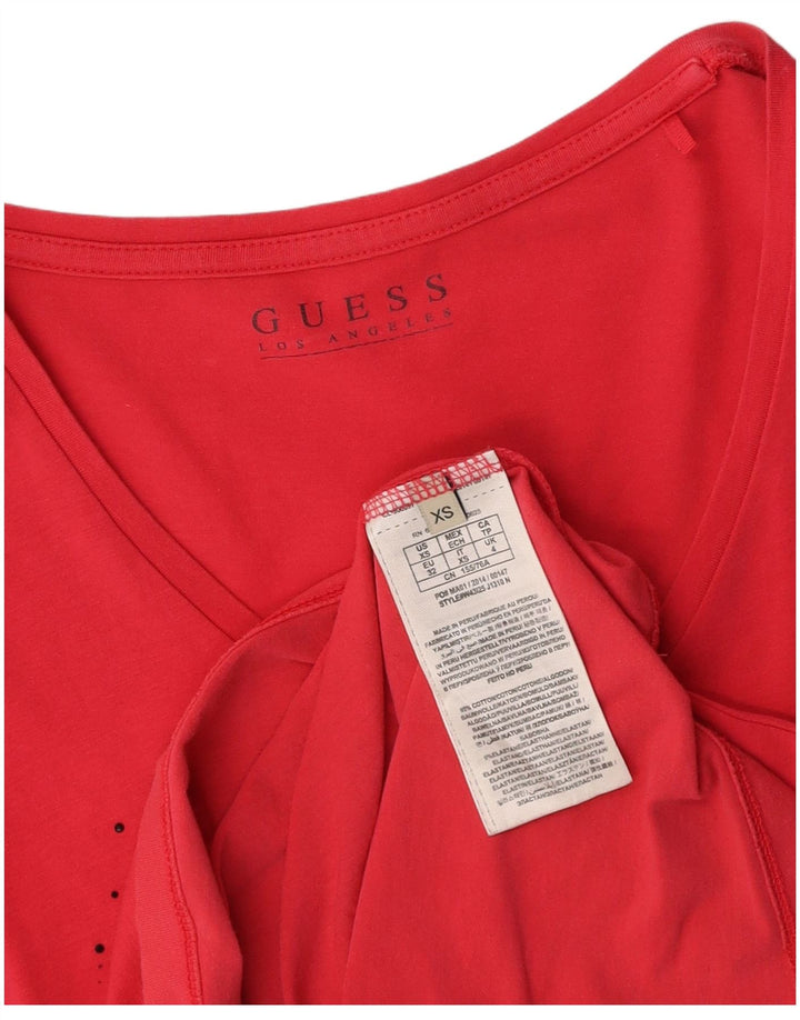 GUESS Damen Grafik T-Shirt Top UK 4 XS Rosa Baumwolle