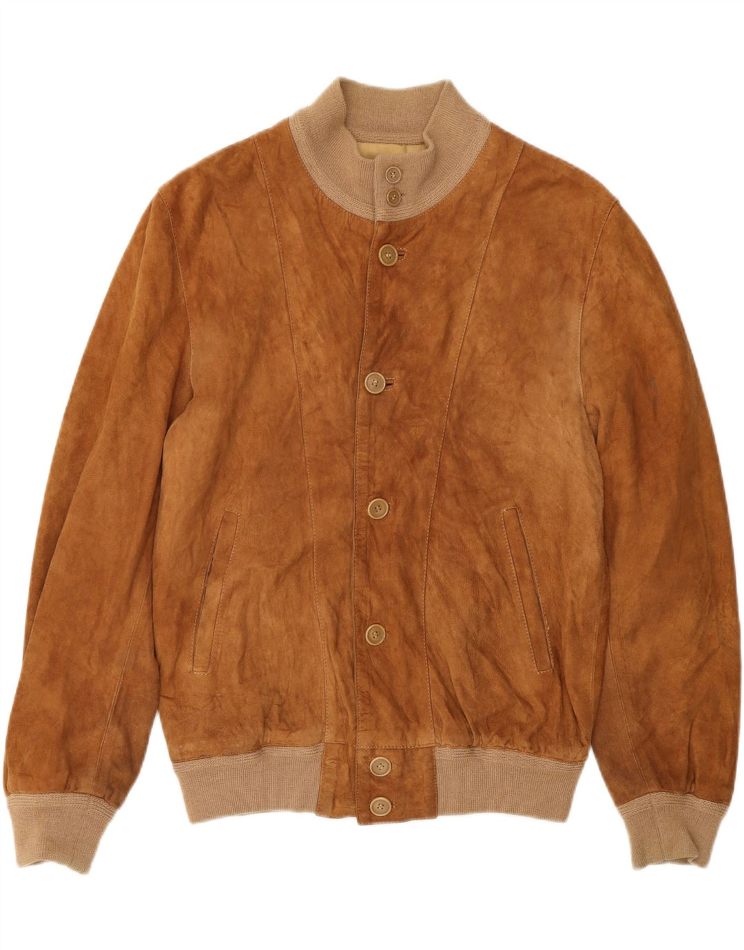 VINTAGE Herren Wildleder Bomberjacke UK 36 Small Beige