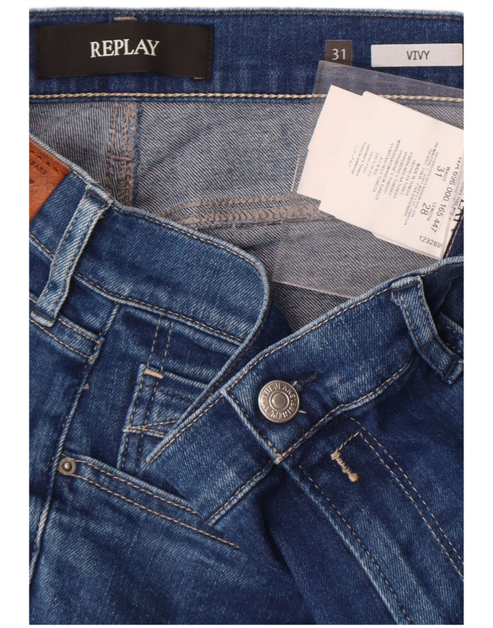 Replay Damen Vivy Slim Jeans W31 L28 Blaue Baumwolle