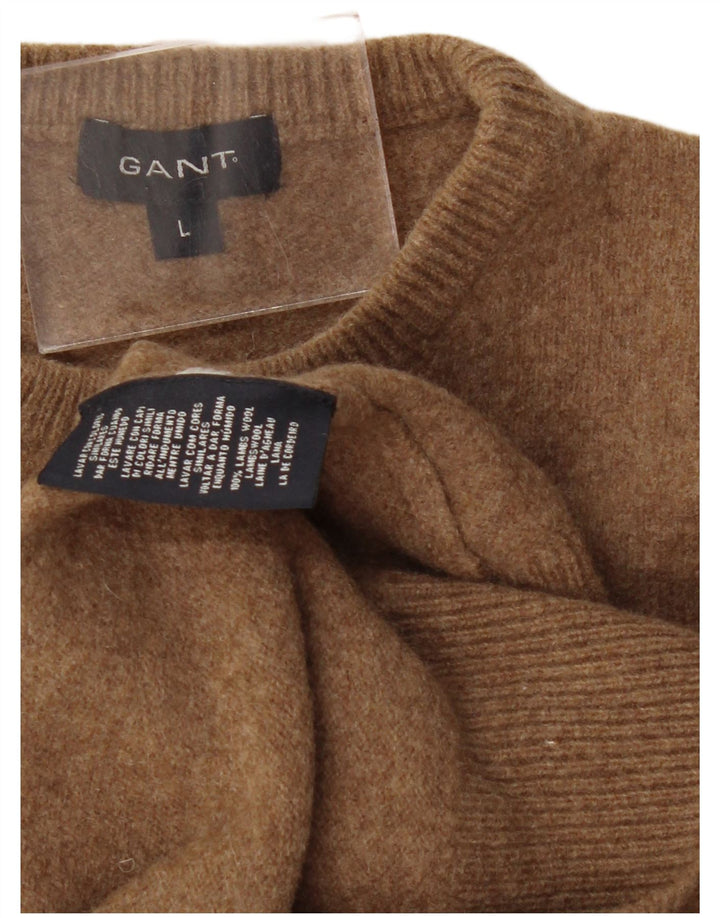 Gant Jungen-Pullover mit Rundhalsausschnitt, 15–16 Jahre, groß, beige Lammwolle