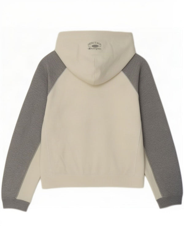 Champion Womens Graphic Hoodie Pullover UK 10 Small Weiß Colourblock Baumwolle
