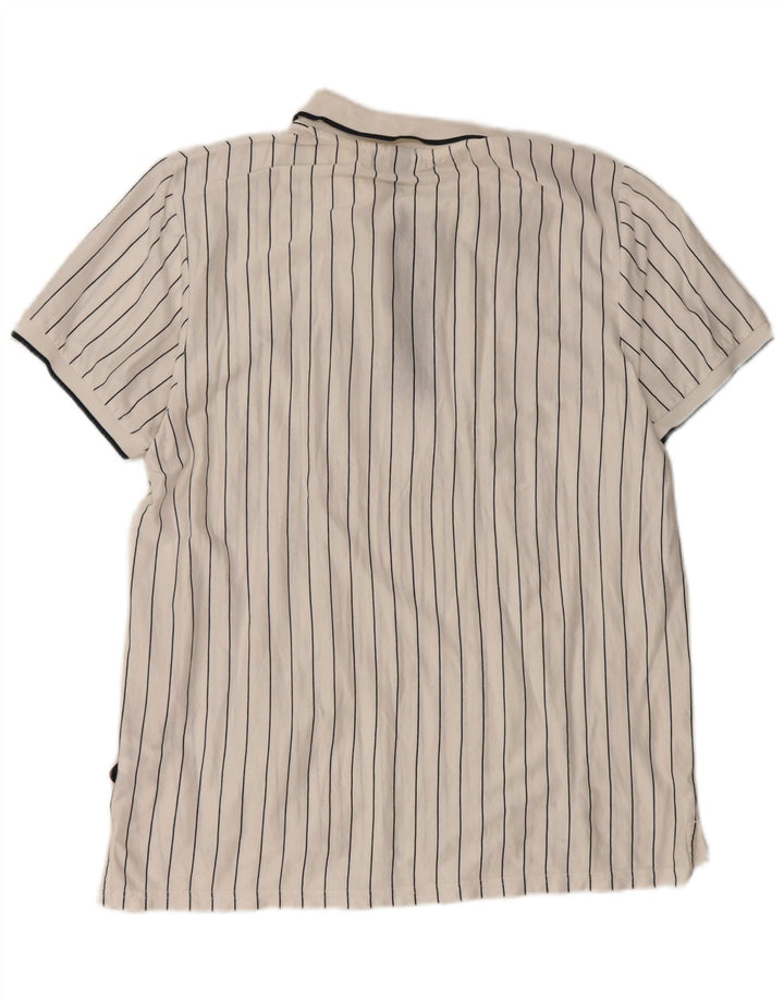 Ellesse Herren Slim Poloshirt XL weiß gestreift aus Baumwolle