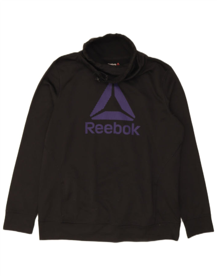 REEBOK Womens Graphic Sweatshirt Jumper UK 20/22 XL Black Polyester