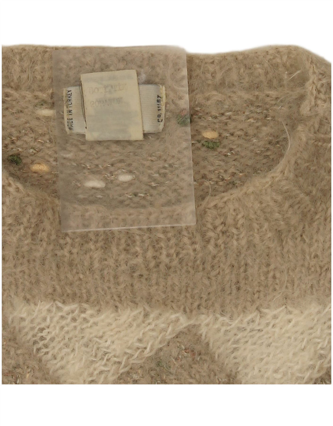 Vintage Damen Pullover mit U-Boot-Ausschnitt, UK 12, Mittelbeige, Argyle/Diamant