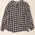 Fiorella Rubino Damen Blusentop UK 14 Mittelschwarze Hahnentritt-Viskose