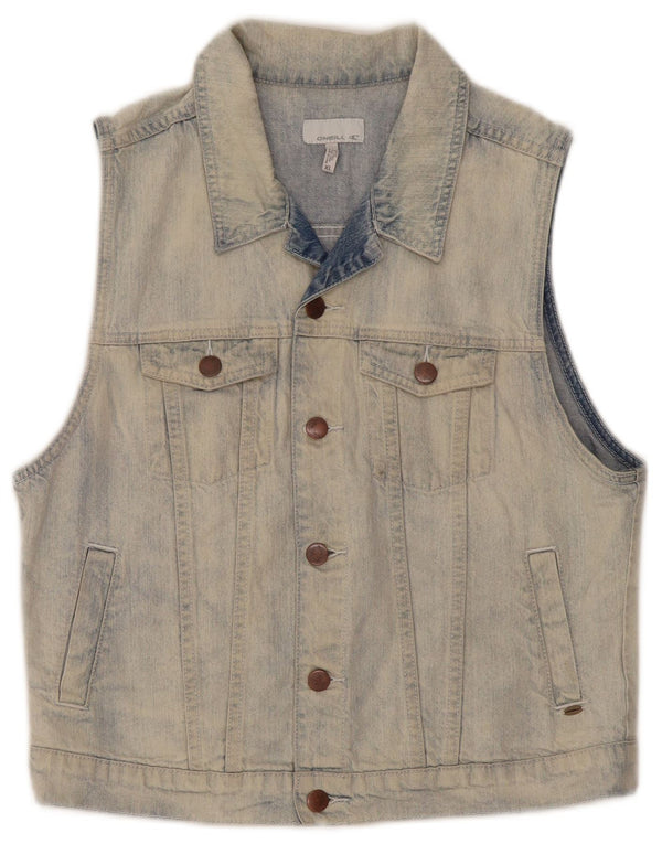 O'Neill Damen Graphic Denim Gilet UK 18 XL Blaue Baumwolle