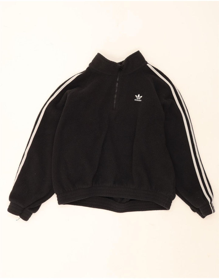 Adidas Damen-Fleecepullover mit Reißverschluss und übergroßem Halsausschnitt, Gr. 10, Größe S, Schwarz, Polyester
