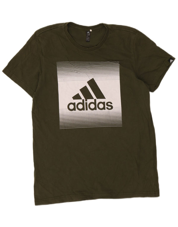 Adidas Herren Grafik T-Shirt Top Große grüne Baumwolle