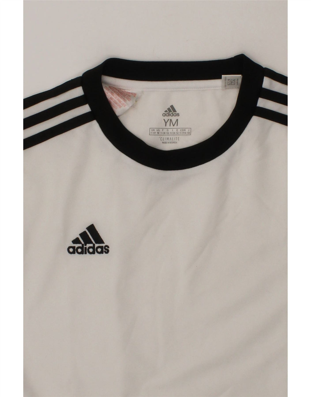 ADIDAS Boys Climalite T-Shirt Top 11-12 Years Medium  White Polyester Vintage Adidas and Second-Hand Adidas from Messina Hembry 
