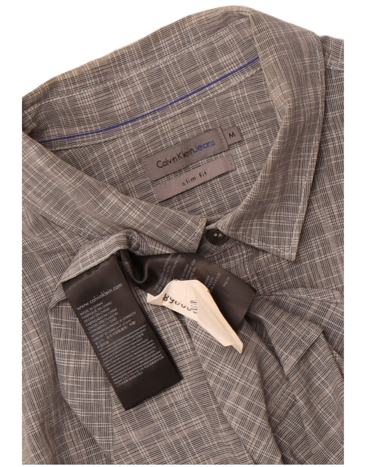Calvin Klein Jeans Herren-Slim-Fit-Hemd aus mittelgrau gefleckter Baumwolle