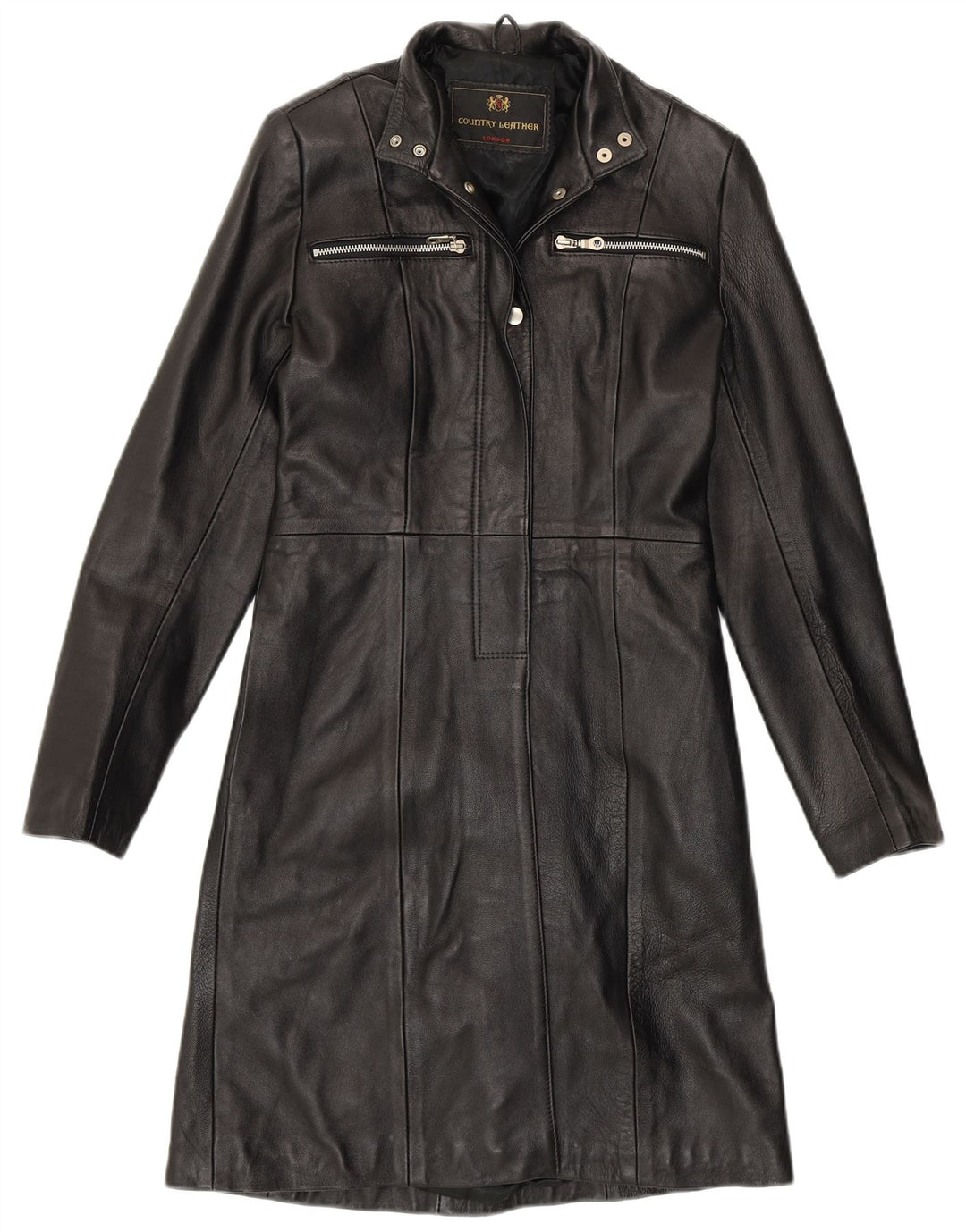 VINTAGE Damen Ledermantel UK 8 Kleines schwarzes Leder