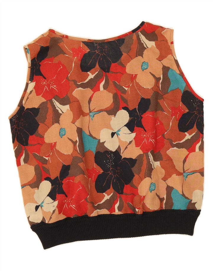 VINTAGE Womens Sleeveless Blouse Top UK 14 Medium Red Floral Vintage Vintage and Second-Hand Vintage from Messina Hembry 