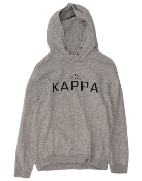 Kappa Jungen-Pullover mit grafischem Kapuzenpullover, 11–12 Jahre, grau gesprenkelte Baumwolle