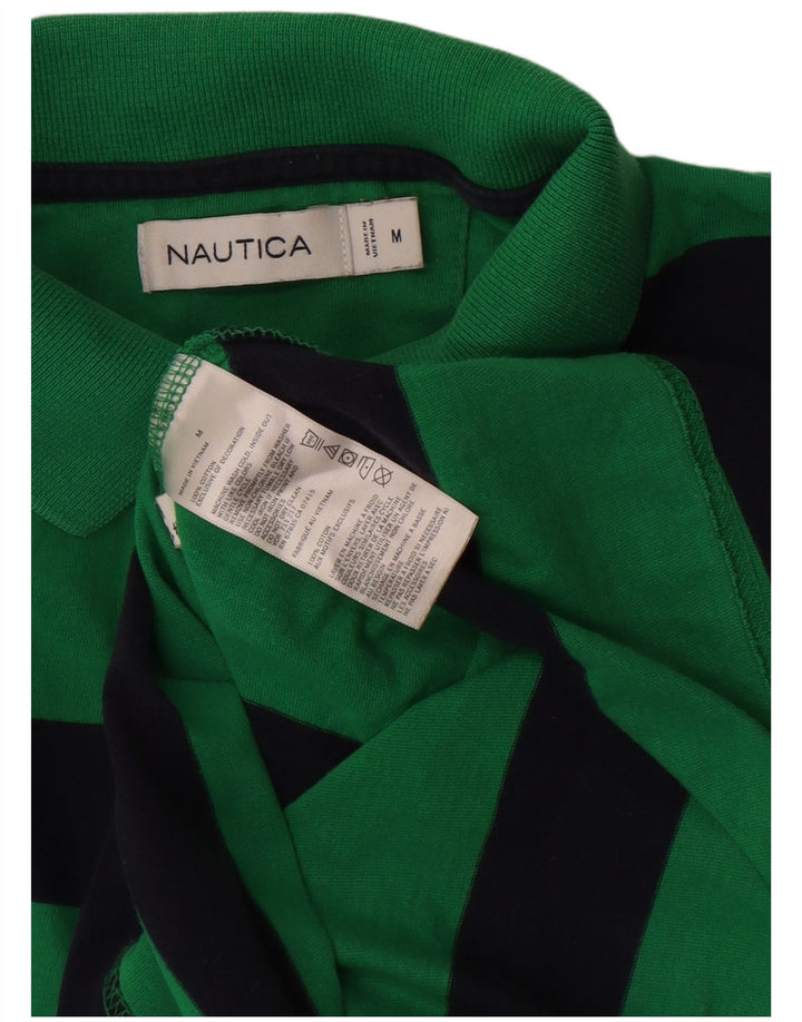 Nautica Herren-Poloshirt aus mittelgrüner, gestreifter Baumwolle