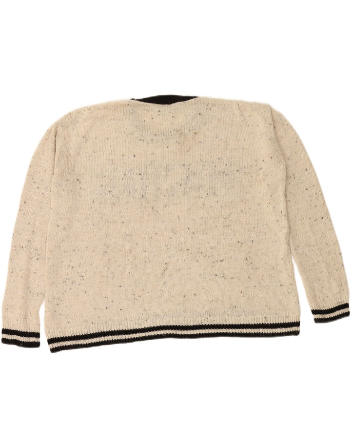TOPSHOP Womens Oversized Crew Neck Jumper Sweater UK 12 Medium Beige Vintage Topshop and Second-Hand Topshop from Messina Hembry 