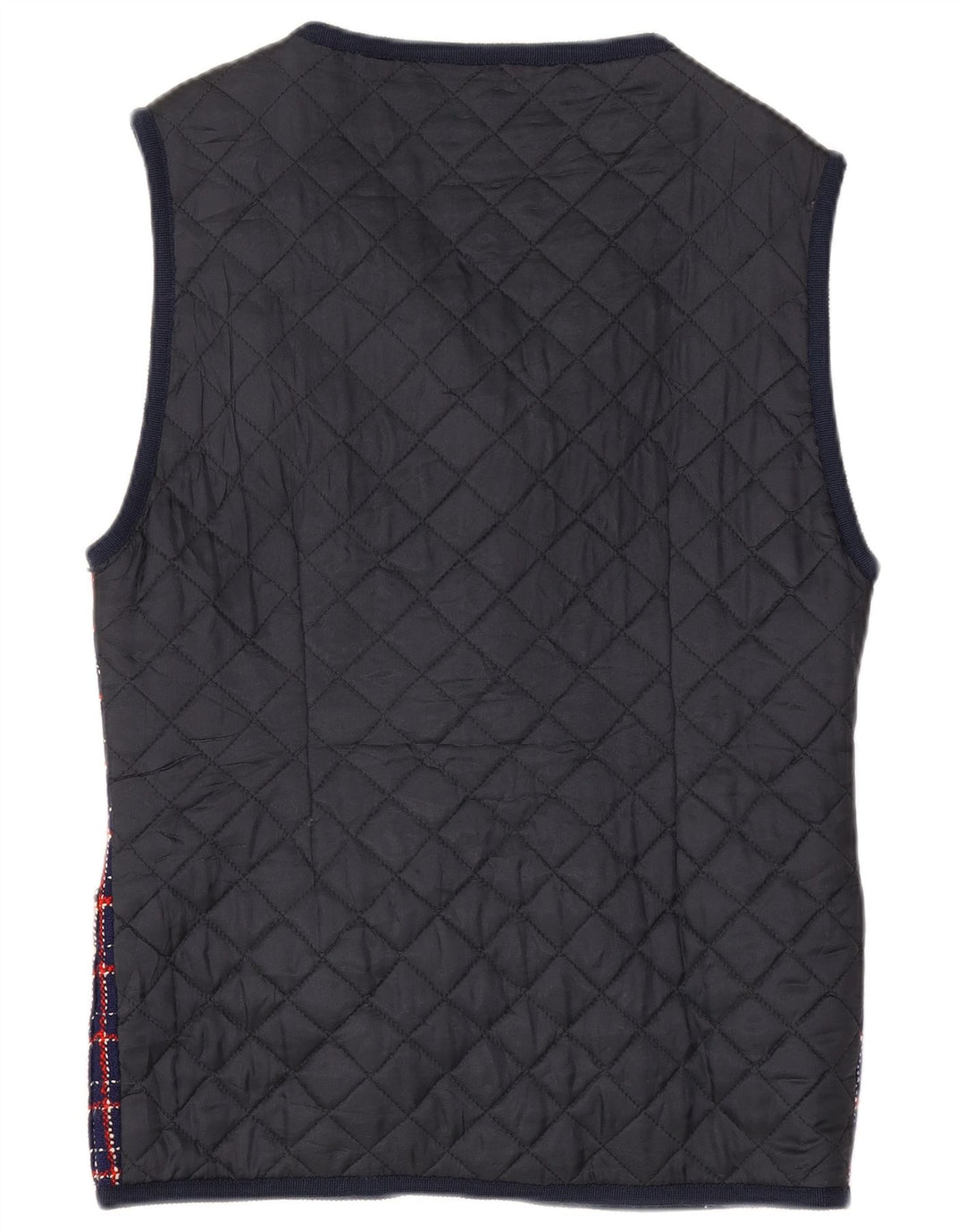 Vintage Damen Longline Weste UK 14 Groß Marineblau Karo