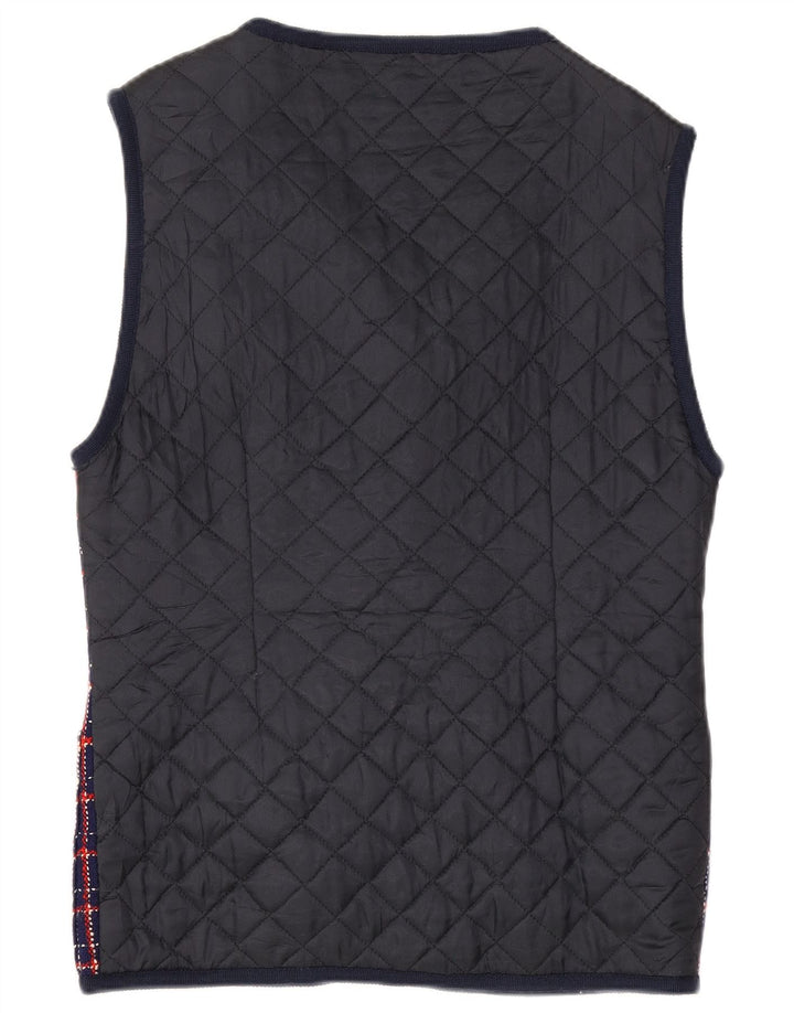 Vintage Damen Longline Weste UK 14 Groß Marineblau Karo