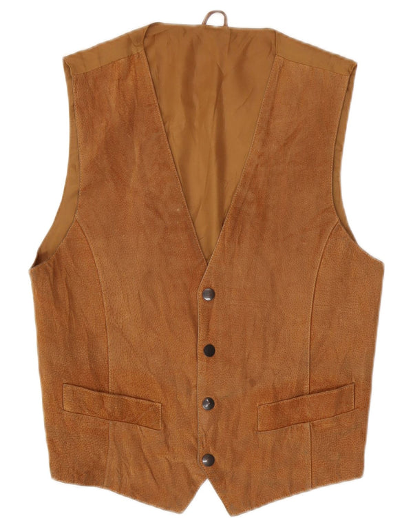 Vintage Damen Weste UK 12 Mittelbraunes Leder